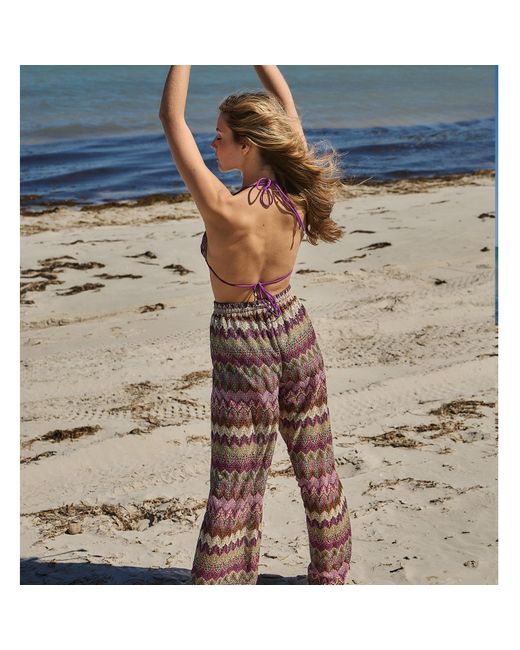 Aulala Paris Red Nocturnal Sky Broderie Beach Pants