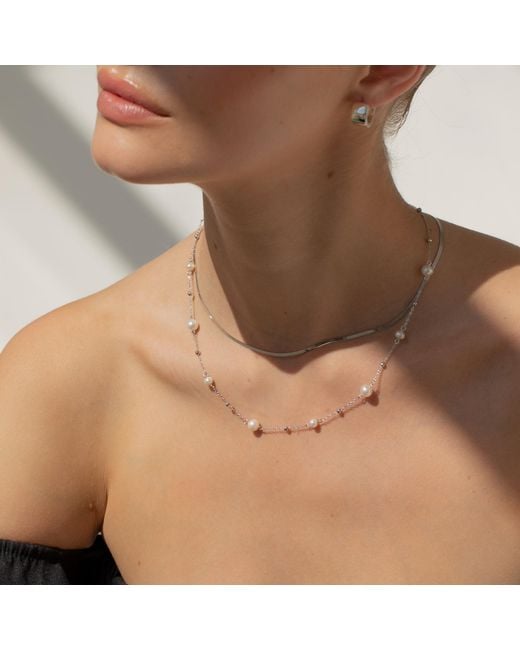 Arctic Fox & Co. White Bead Pearl Chain Necklace