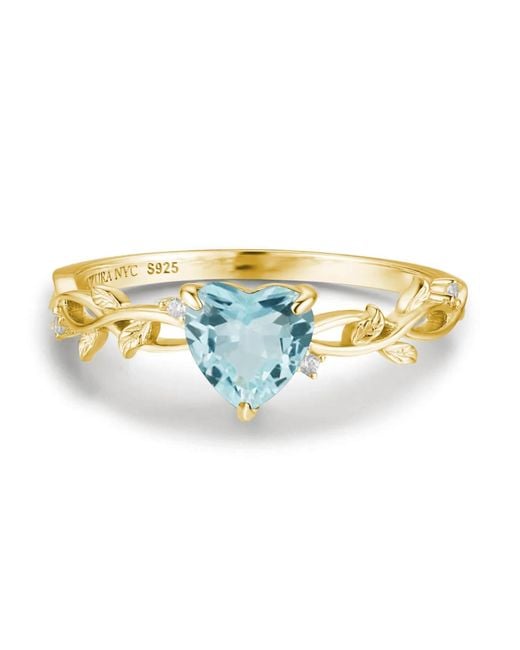 Azura Jewelry New York White Everlasting Heart Sky Topaz Ring Vermeil