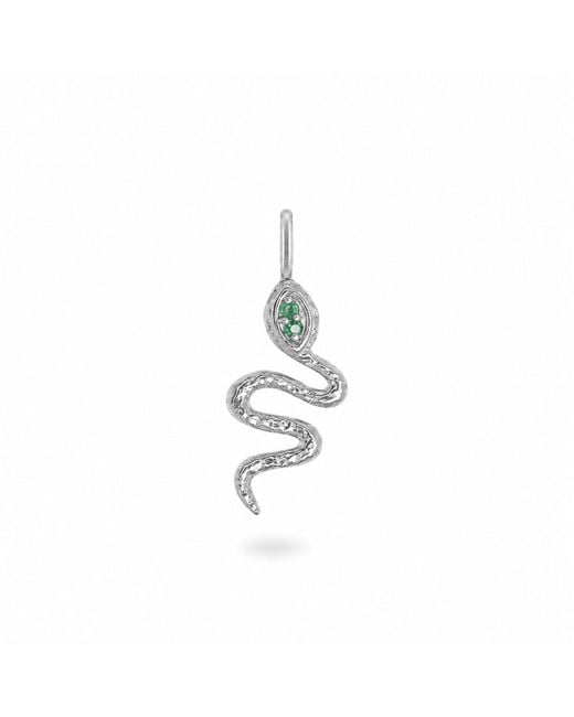 Zohreh Metallic Emerald Snake Pendant Sterling