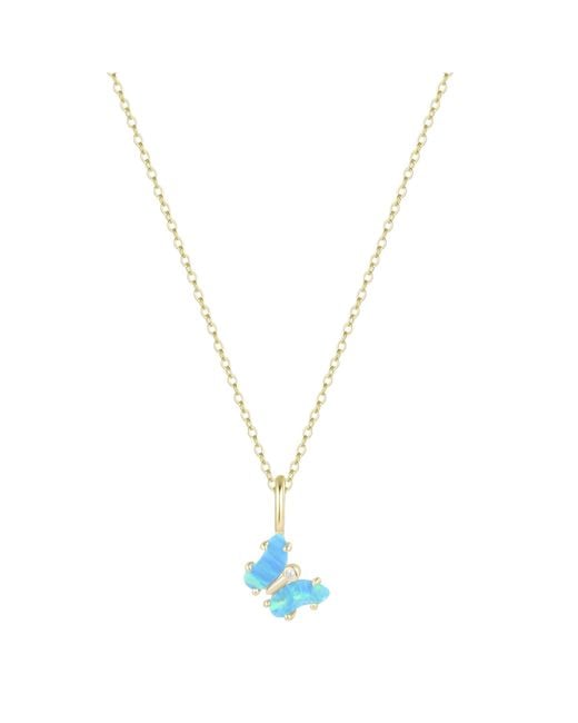 KAMARIA Metallic Mini Opal Butterfly Charm Necklace