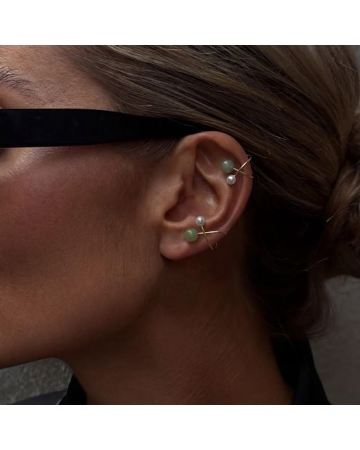 seree Green Colette Jade And Pearl Ear Cuffs