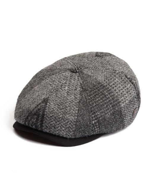 Dasmarca Hats Gray Aaron Harris Tweed Wool Cap With Earflaps for men