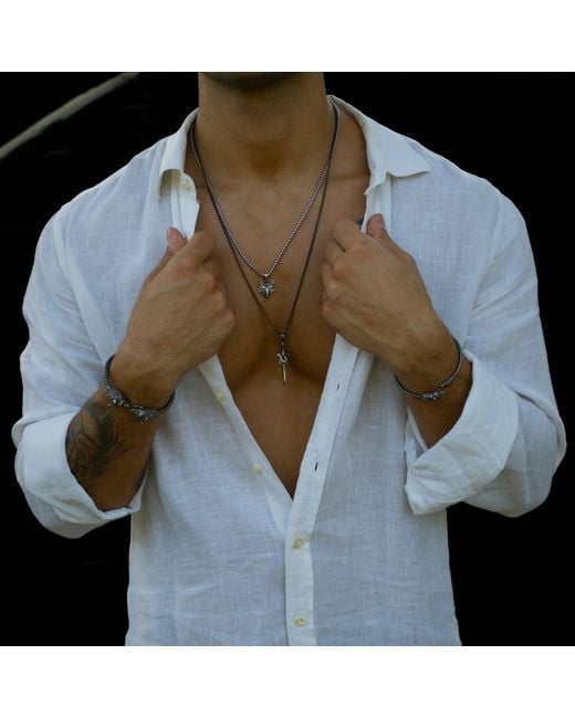 Ebru Jewelry Metallic Serpent Blade Sterling Necklace for men