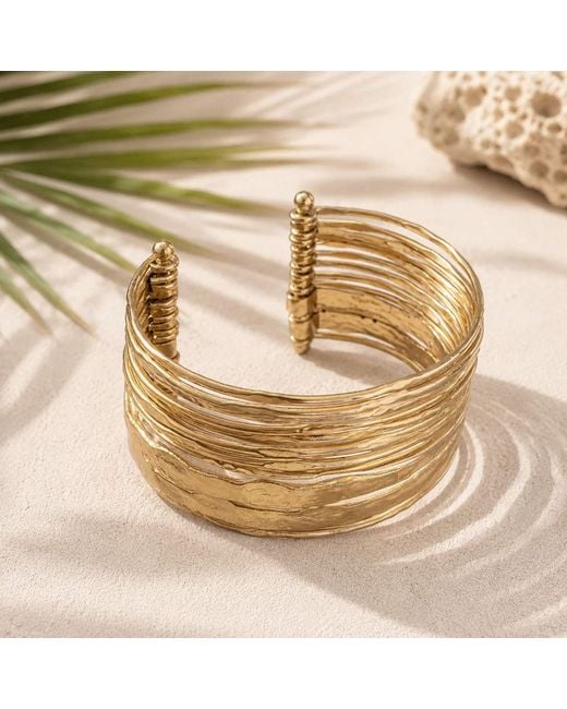 Rare Matters Jewelry Metallic Hammered Multi Wire Cuff Bracelet Semi Matte