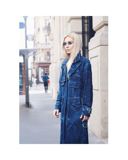 Julia Allert Blue Fashion Denim Trench Coat