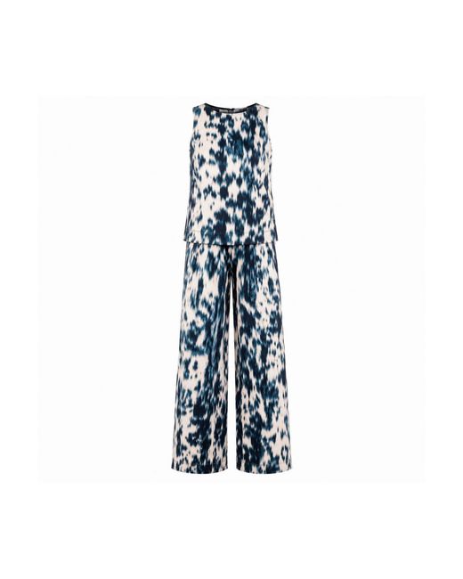 Oh!Zuza Blue Neutrals Echo Satin Viscose Set Top & Wide Leg Trousers