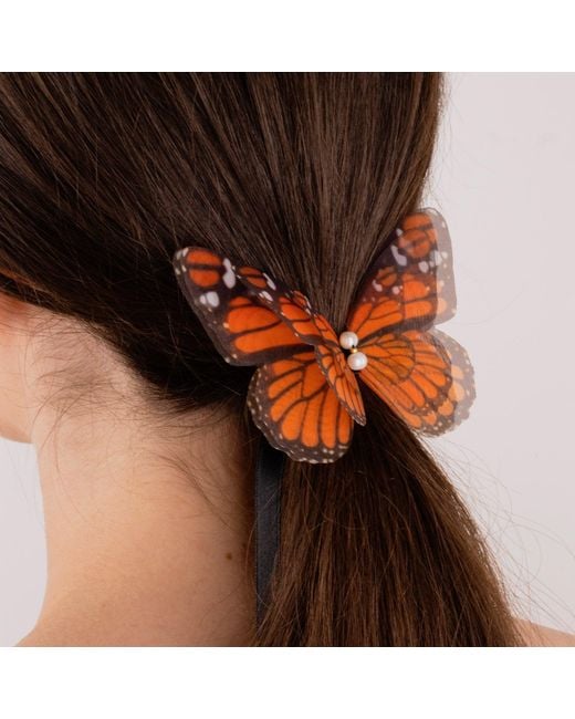 Oana Savu Multicolor Monarch Butterfly Ribbon Tie Choker Necklace Ribbon
