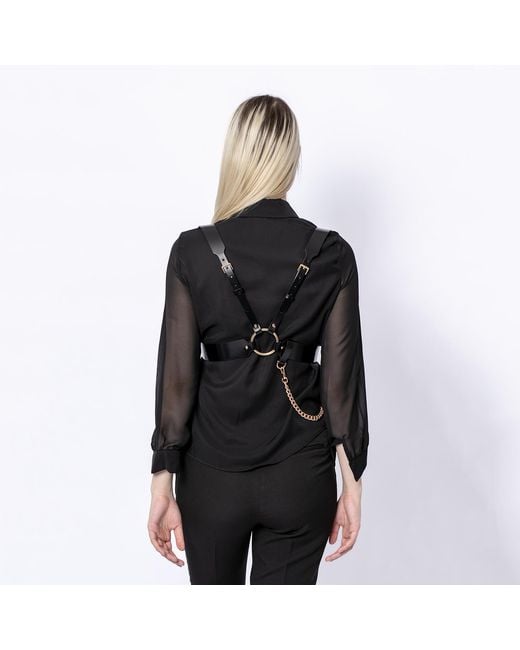 Haute Cuir Black Tara Chained Leather Harness