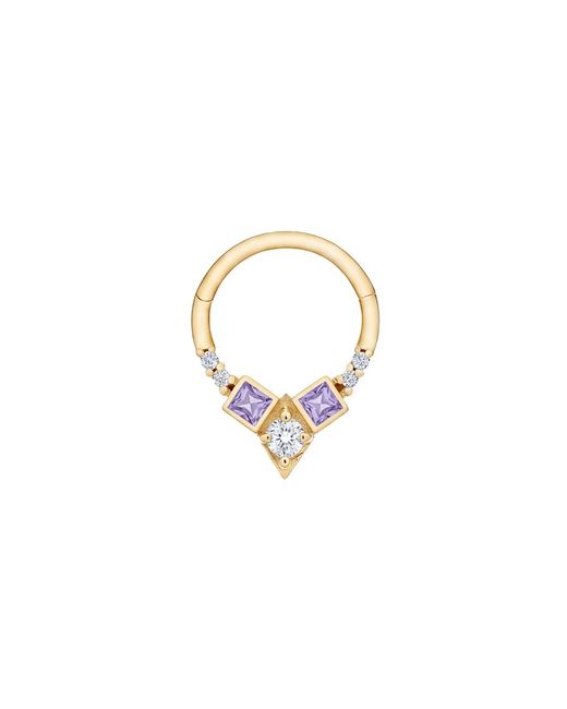 Zohreh Metallic Tanzanite & Diamond Daith Hoop Earring 9K