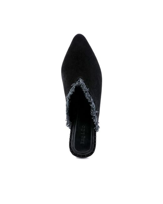 Rag & Co Black Molly Frayed Leather Mules