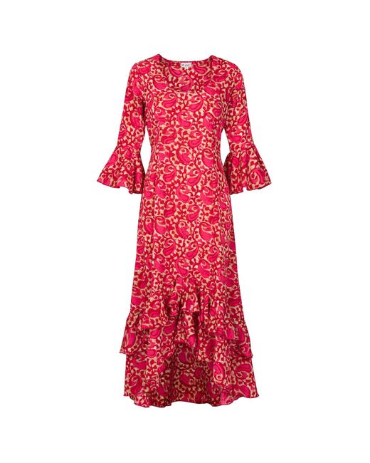 At Last Red Victoria Midi Dress Swirl