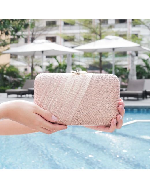 LIKHÂ Gray Dusty Rose Kimono Clutch Purse