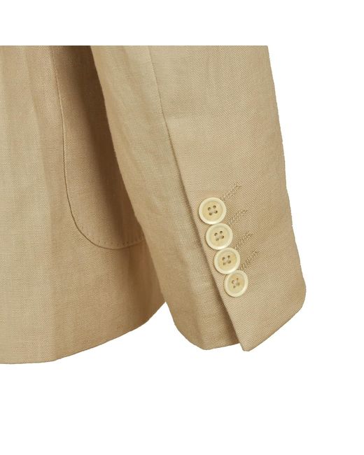 DAVID WEJ Natural Neutrals Hugo Linen Single Breasted Blazer for men