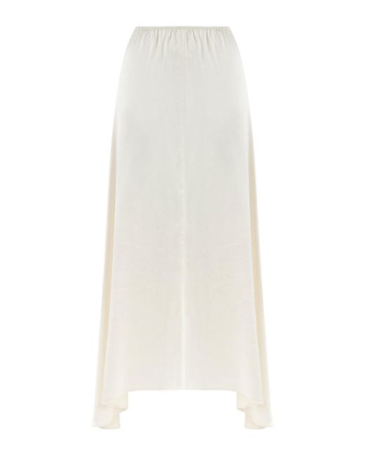 Nocturne White Asymmetrical Long Skirt