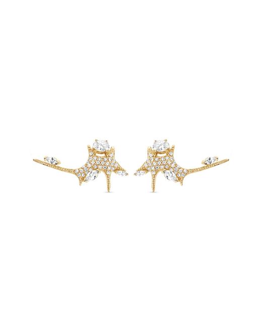 SALLY SKOUFIS Metallic Natural Ear Climber With Made Cz Diamond Stimulant