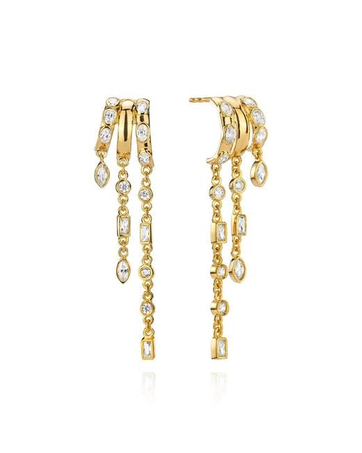Aaria London Metallic Kalani Stacked Triple Hoop Illusion Earrings