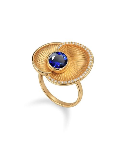 Augustine Jewels Metallic Kyanite And Diamond Shell Ring