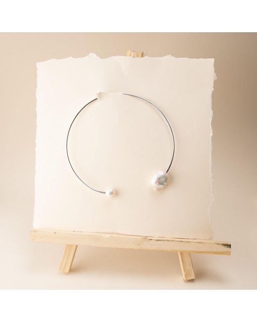 Silver Moon Metallic Sterling Necklace With Pearls