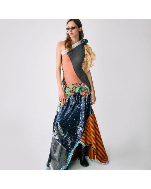 Miro Misljen Blue Patchwork Maxi Dress