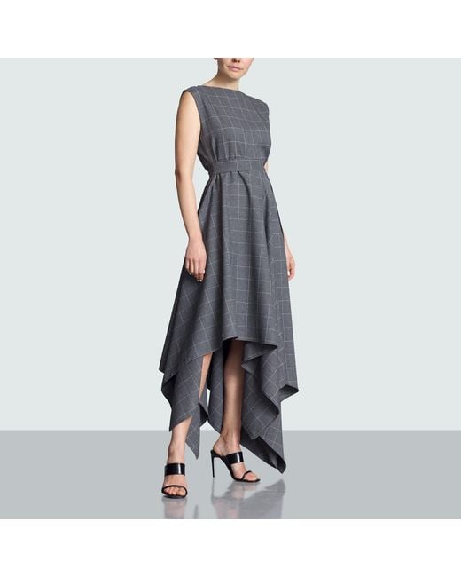 Meem Label Gray Tolson Grid Maxi Dress