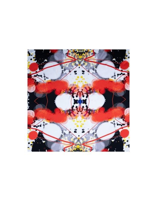 Lilia Munn Red Geometric Play Silk Scarf