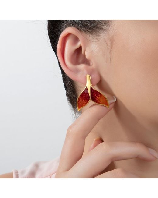 Milou Jewelry Orange Whale Tail Earrings