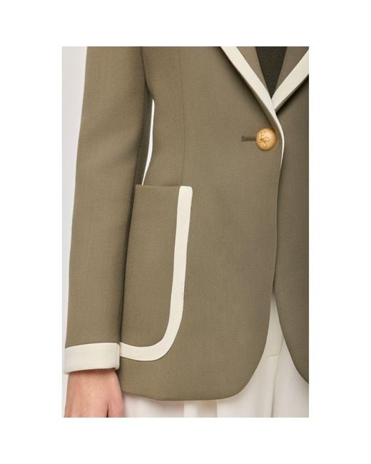 The Extreme Collection Green Blazer With Contrast Piping Laurent