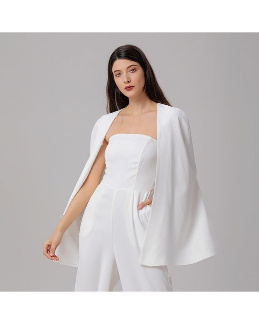 Smart and Joy White Minimalist Evening Cape