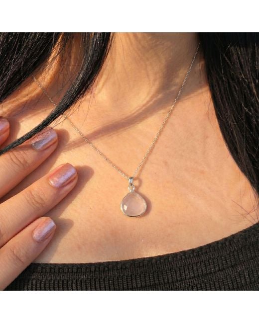 Harfi Multicolor Sterling Rose Quartz Gemstone Necklace