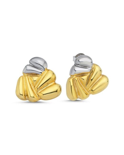 LINYA JEWELLERY Metallic Meri Double Color Triangle Earrings