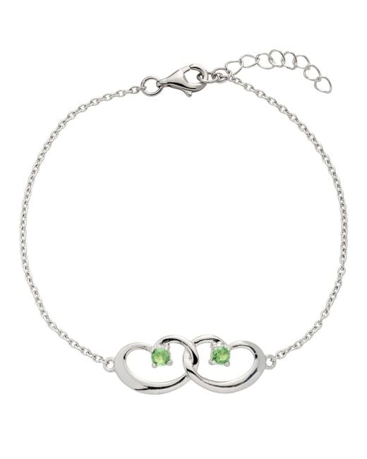 Belinda Jewelz Metallic Peridot Interlocked Hearts Bracelet
