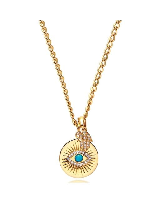 Nialaya Metallic Skyfall Evil Eye And Hamsa Hand Necklace