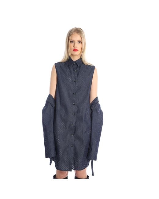 Silvia Serban Blue Neutrals Perforated Jeans Jacket & Vest With Negligee