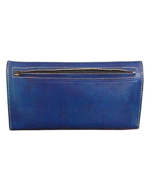Berber Leather Blue Leather Tri-Fold Purse