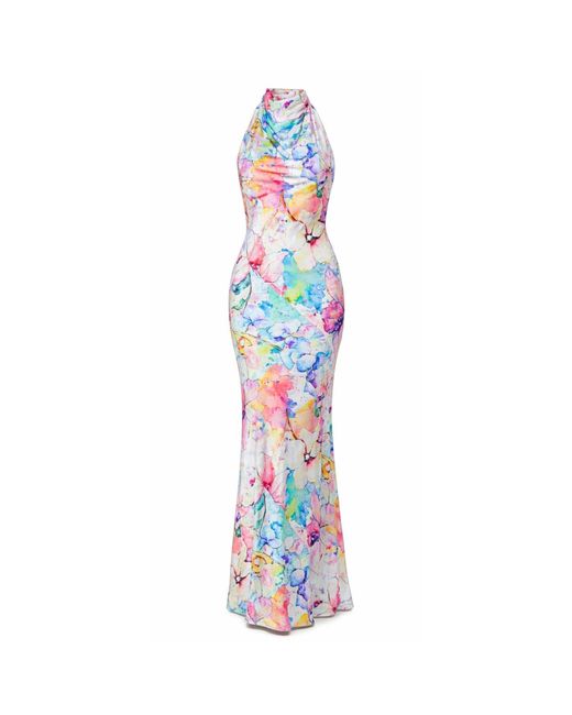 ROSERRY Capri Satin Maxi Dress in Blue | Lyst