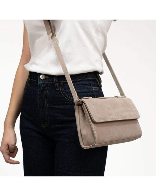 Hamel Atelier Natural Neutrals Avenue Suede Crossbody Bag