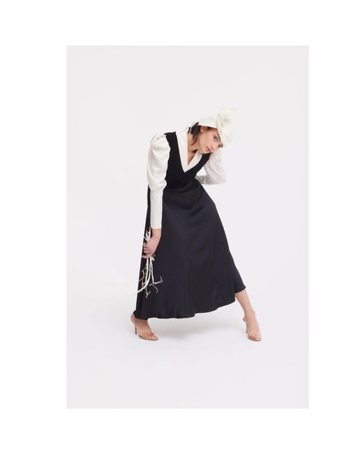 Julia Allert Blue Elegant Satin V-Neck Long Sleeve Midi Dress –