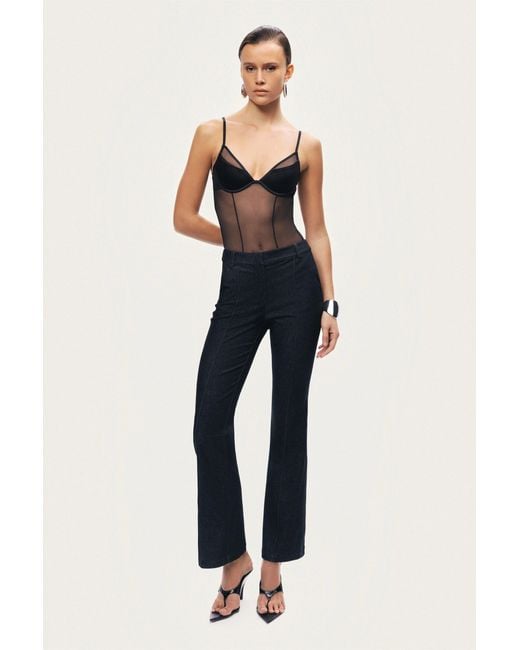 Nocturne Black High-Rise Tailored Straight-Leg Pants