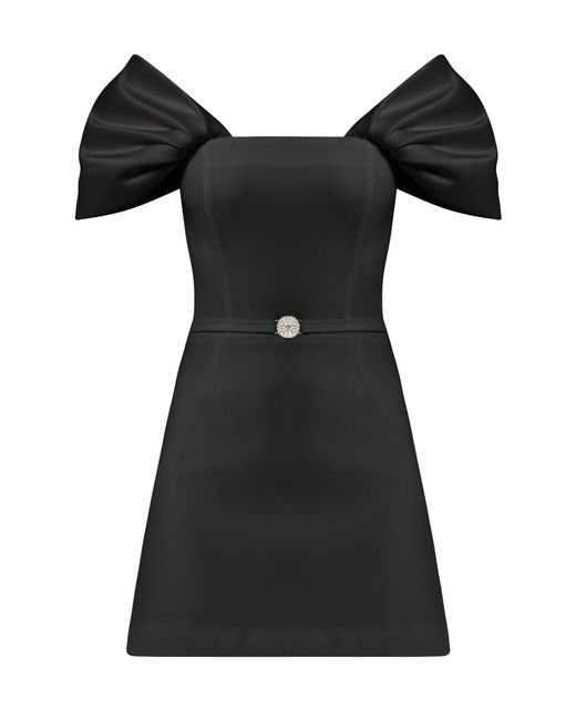 Tia Dorraine Black Mirage Crystal Ornament Mini Dress,