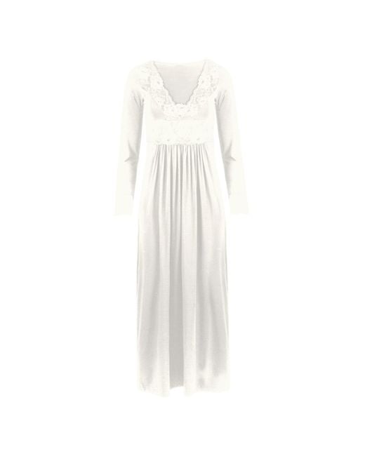 Oh!Zuza White Long Nightdress With Lace Details
