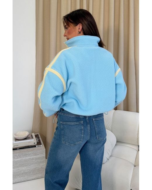 Girl In Mind Blue Lulu Contrast Binding Full Zip Fleece Sky