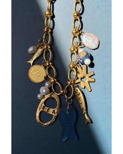 Sccollection Metallic Mare Seaglass Fish Charm Necklace