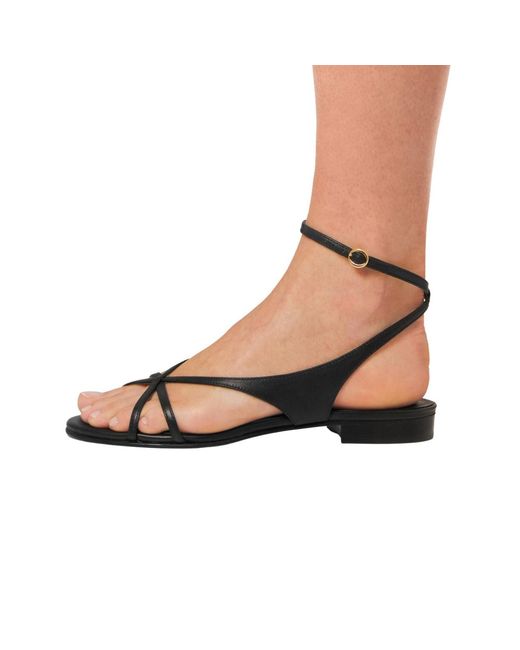 Florrie Black Matilda Leather Flat Sandal