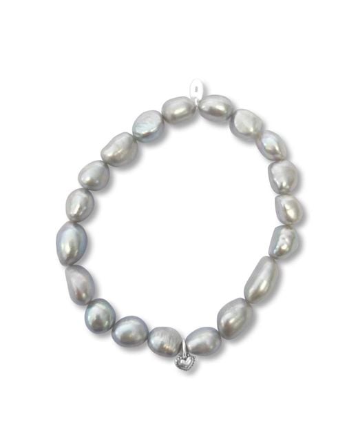 FV Jewellery Metallic La Pierre Keshi Pearl Stretchy Bracelet
