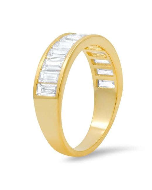 Kylie Harper Metallic Baguette Cut Diamond Cz Band Ring
