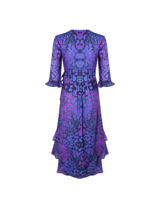 Sophia Alexia Purple Leopard Midi Wrap Dress
