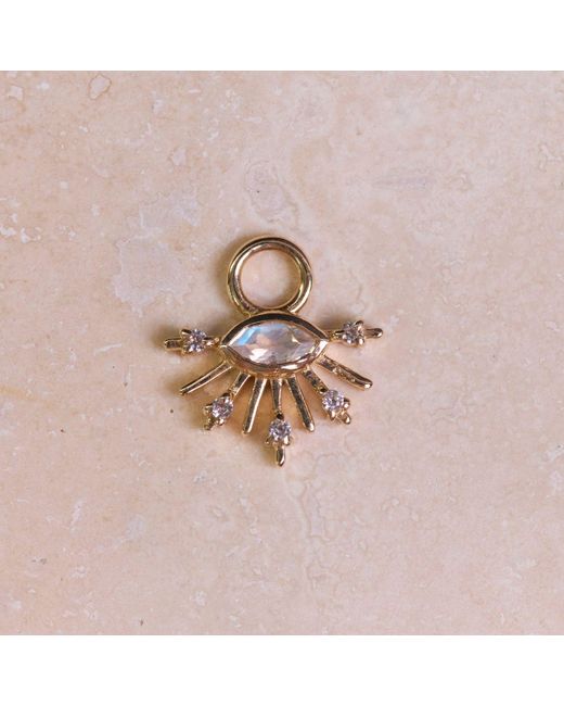 Zohreh Metallic Neutrals Moonstone & Sapphire Sunburst Hoop Earrings 9K