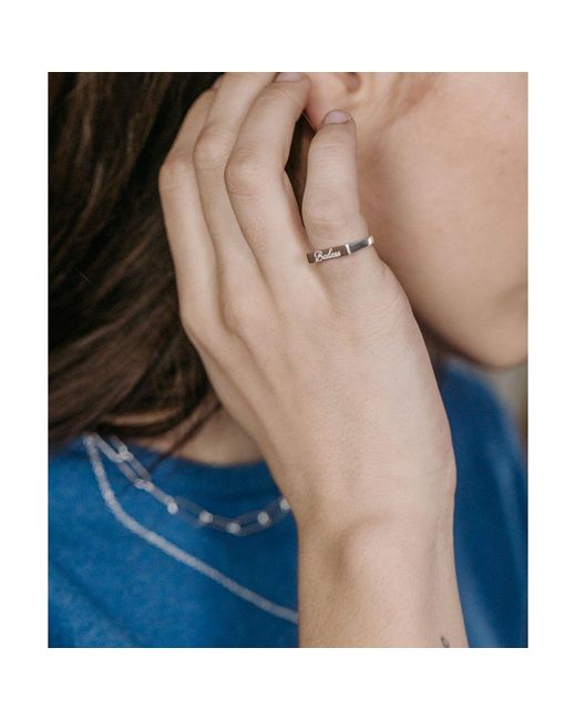 Kris Nations White Badass Script Engraved Ring