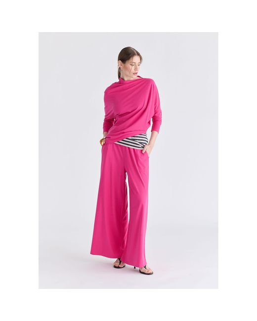 Paisie Pink Asymmetric Draped Lyocell Jersey Top